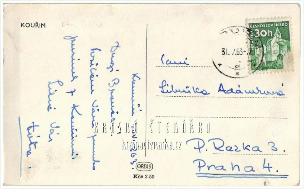 KOUŘIM, Pohled na kostel sv. Štěpána a Občanskou záložnu