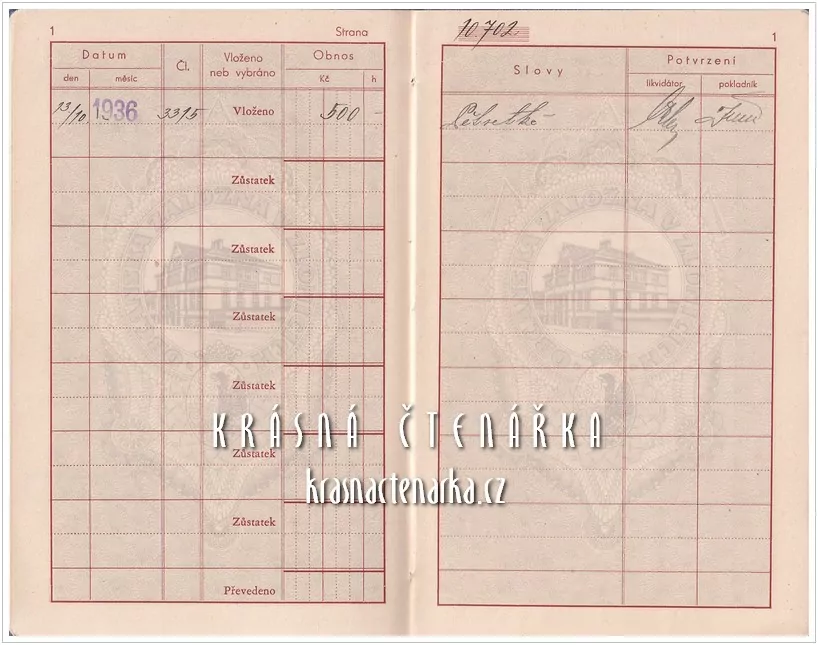 VKLADNÍ KNÍŽKA Občanské záložny, Zlonice