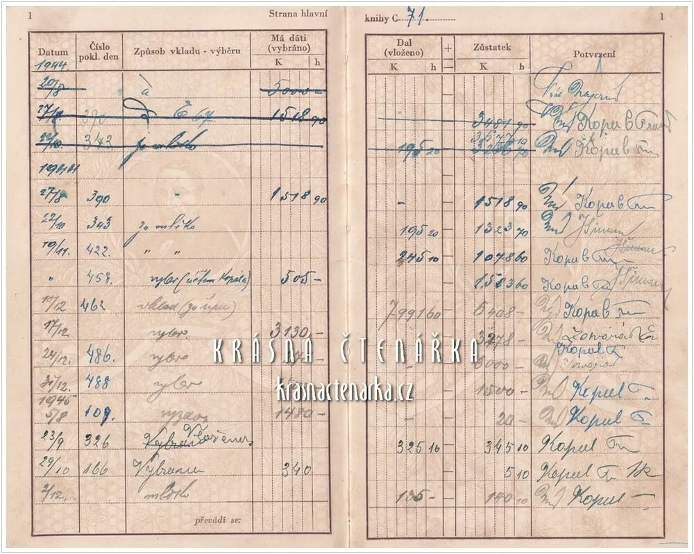 KNÍŽKA O BĚŽNÉM ÚČTU u společenstva Kampelička, Německé Kopisty