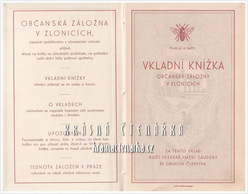 VKLADNÍ KNÍŽKA Občanské záložny, Zlonice