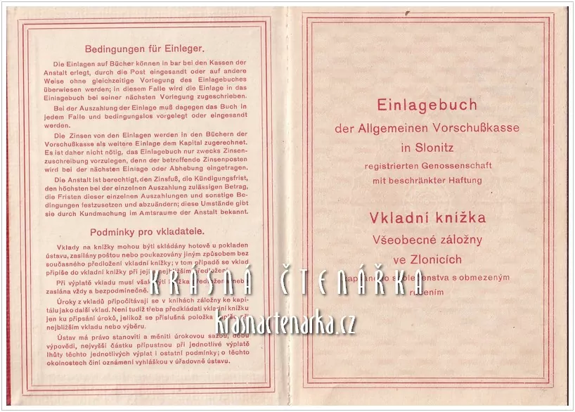 VKLADNÍ KNÍŽKA Všeobecné záložny, Zlonice