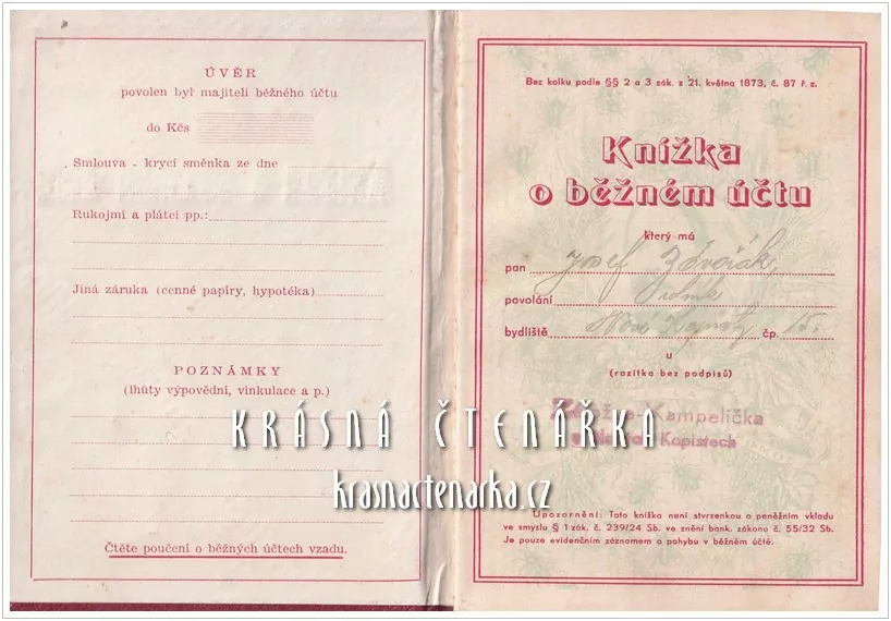 KNÍŽKA O BĚŽNÉM ÚČTU, Záložna - Kampelička, Nové Kopisty