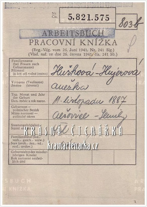 PRACOVNÍ KNÍŽKA, Republika Československá