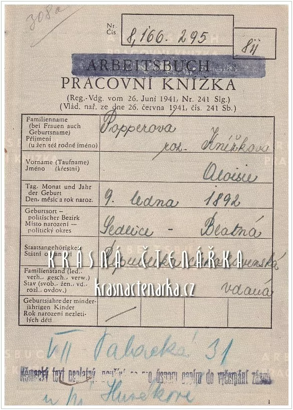 PRACOVNÍ KNÍŽKA, Republika Československá