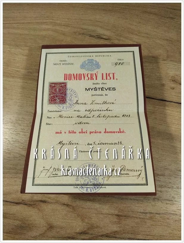 DOMOVSKÝ LIST na právo domovské, Myštěves