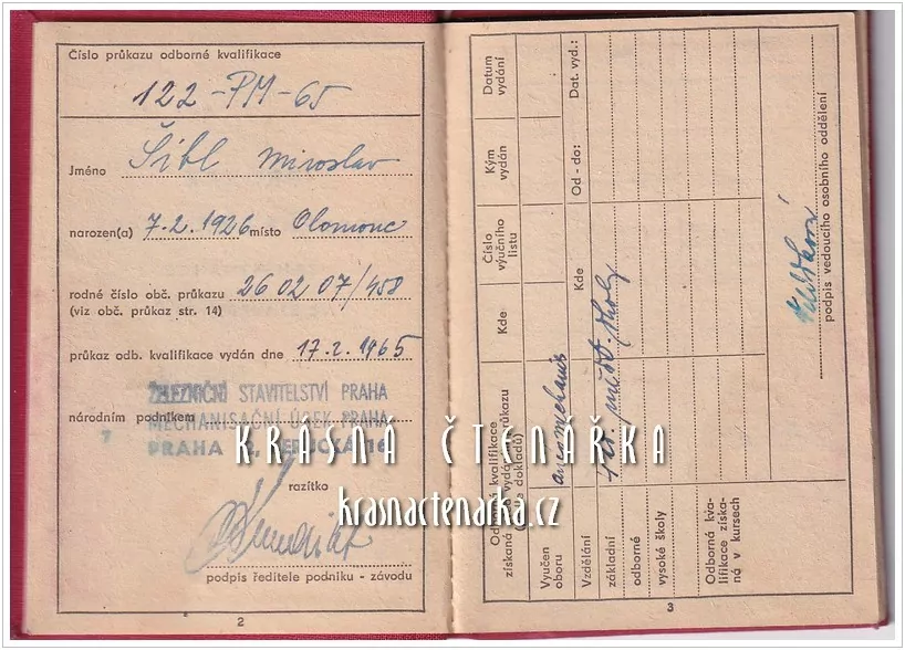 PRŮKAZ ODBORNÉ KVALIFIKACE zaměstnance ve stavebnictví