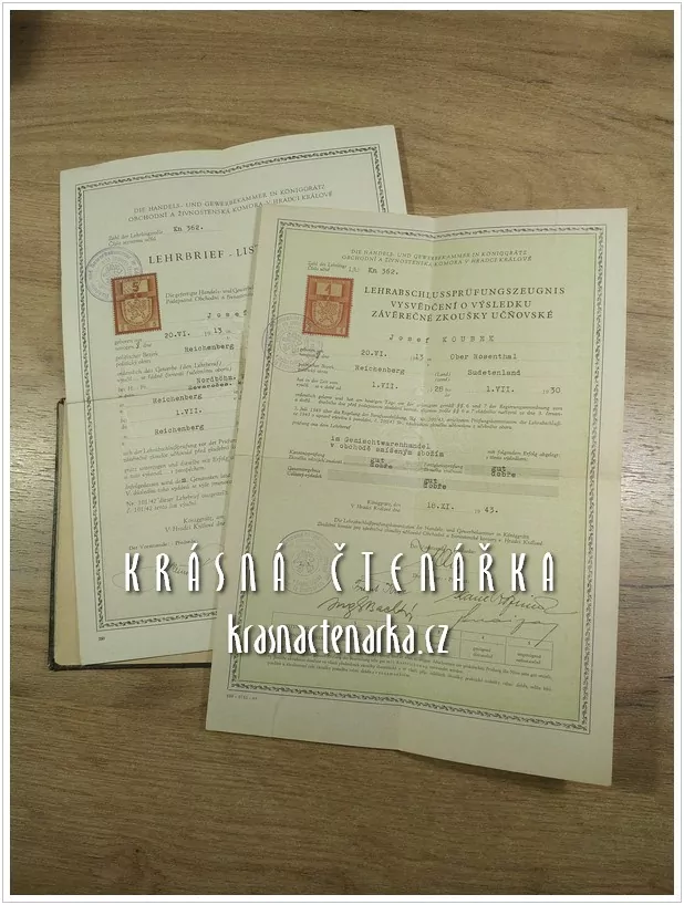 LIST VÝUČNÍ, Severočes. konsumní výr. družstvo + Výsvědčení o výsledku závěrečné zkoušky učňovské