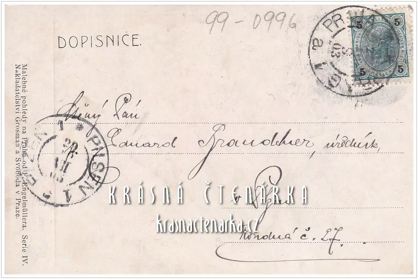 PRAHA, Malebný pohled na Pražský hrad (il. Engelmüller Ferdinand)