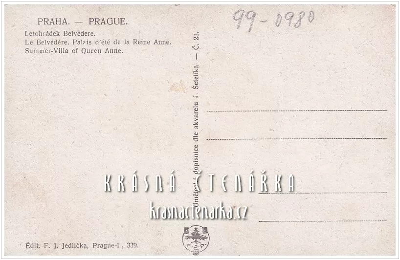 PRAHA, Letohrádek královny Anny či Belvedér (il. Šetelík Jaroslav)