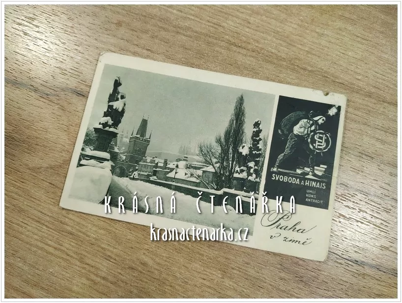 PRAHA, Karlův most (Reklamní pohlednice firmy Svoboda a Hinais, uhlí, koks, antracit)