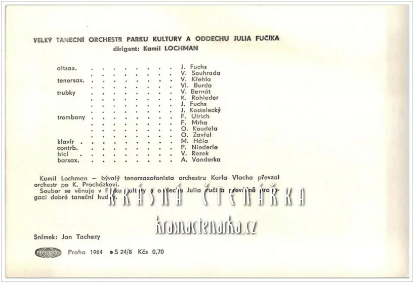 VELKÝ TANEČNÍ ORCHESTR PARKU KULTURY A ODDECHU JULIA FUČÍKA, dirigent Kamil Lochman
