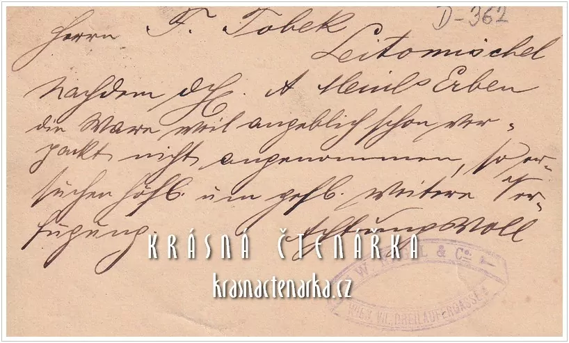 KORESPONDENČNÍ LÍSTEK pro pana Tobeka z Litomyšle