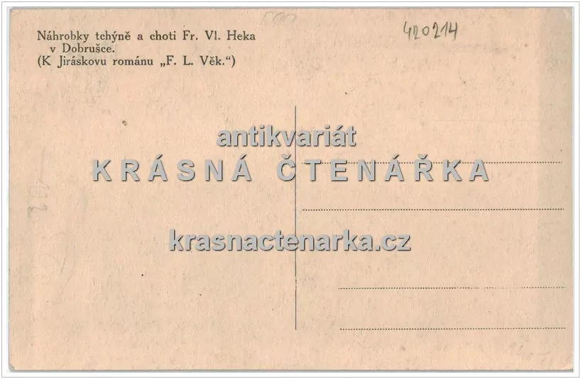 DOBRUŠKA, Náhrobky tchýně a choti F. L. Heka