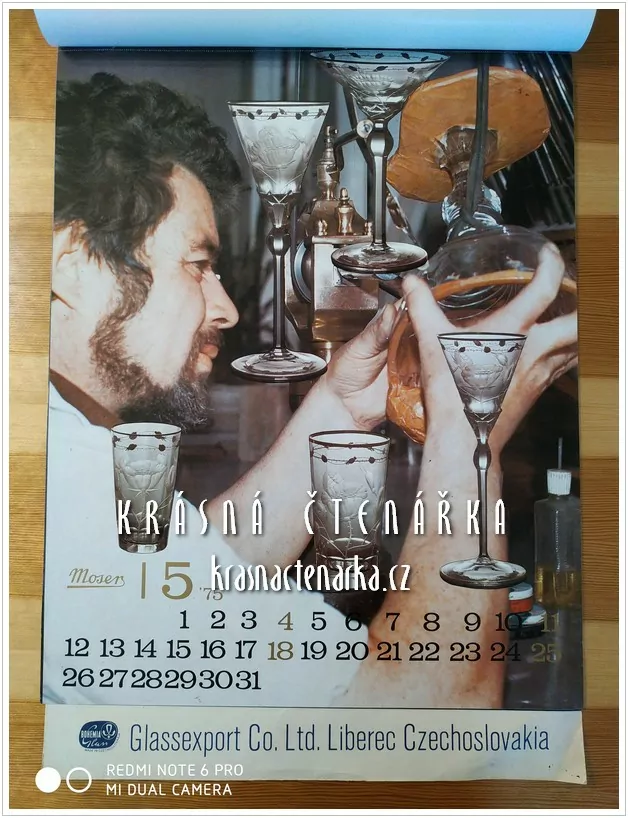 Nástěnný kalendář GLASSEXPORT 1975 - BOHEMIA GLASS