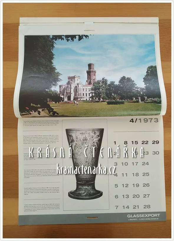Nástěnný kalendář GLASSEXPORT 1973 - BOHEMIA CRYSTAL