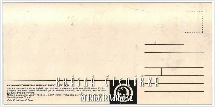 Automobil SPORTOVNÍ VOITURETTA LAURIN & KLEMENT z roku 1908