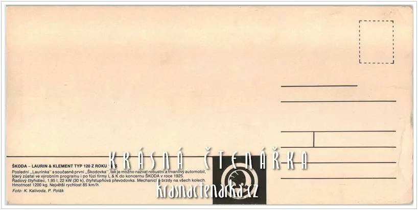 Automobil ŠKODA - LAURIN & KLEMENT typ 120 z roku 1925