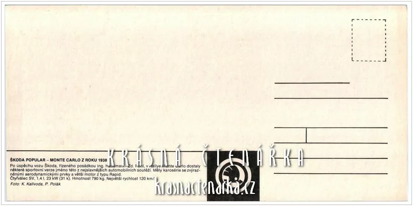 Automobil ŠKODA POPULAR - MONTE CARLO z roku 1938