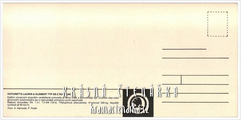 Automobil VOITURETTA LAURIN & KLEMENT typ BS z roku 1907