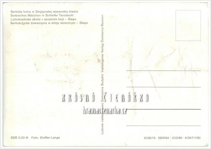 DÁMA / ŽENA v kroji, Lužicko srbské děvče v tanečním kroji