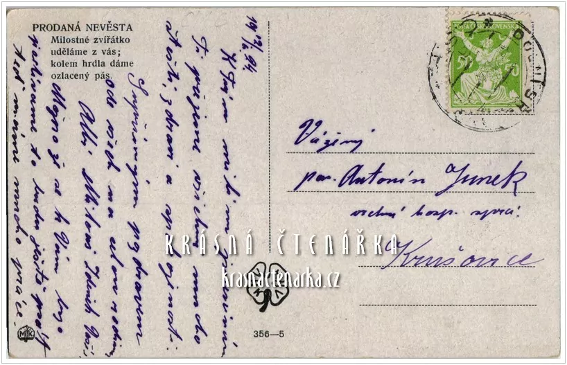 KROJE na pohlednicích, PRODANÁ NEVĚSTA