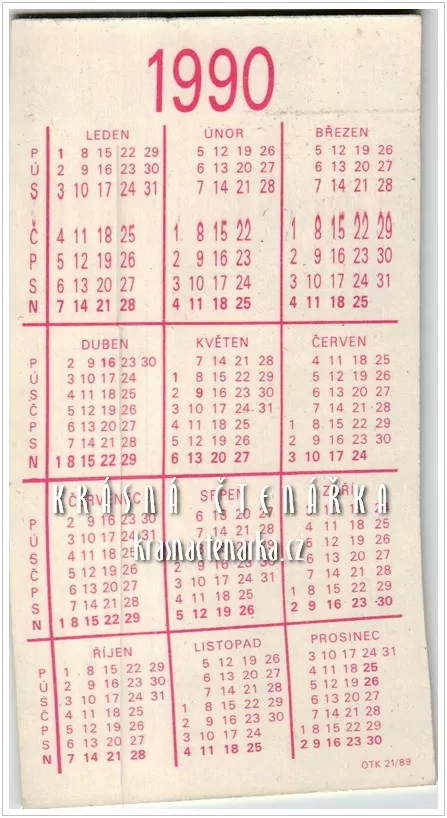 Kalendář kapesní: TÝDENÍK SVAZU ČESKOSLOVENSKÝCH SPISOVATELŮ 1990