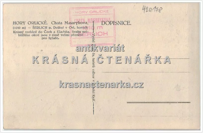 DEŠTNÉ V ORLICKÝCH HORÁCH, Masarykova chata na Šerlichu