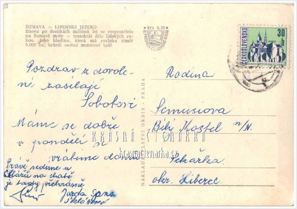 Vodní nádrž LIPNO s motorovou lodí