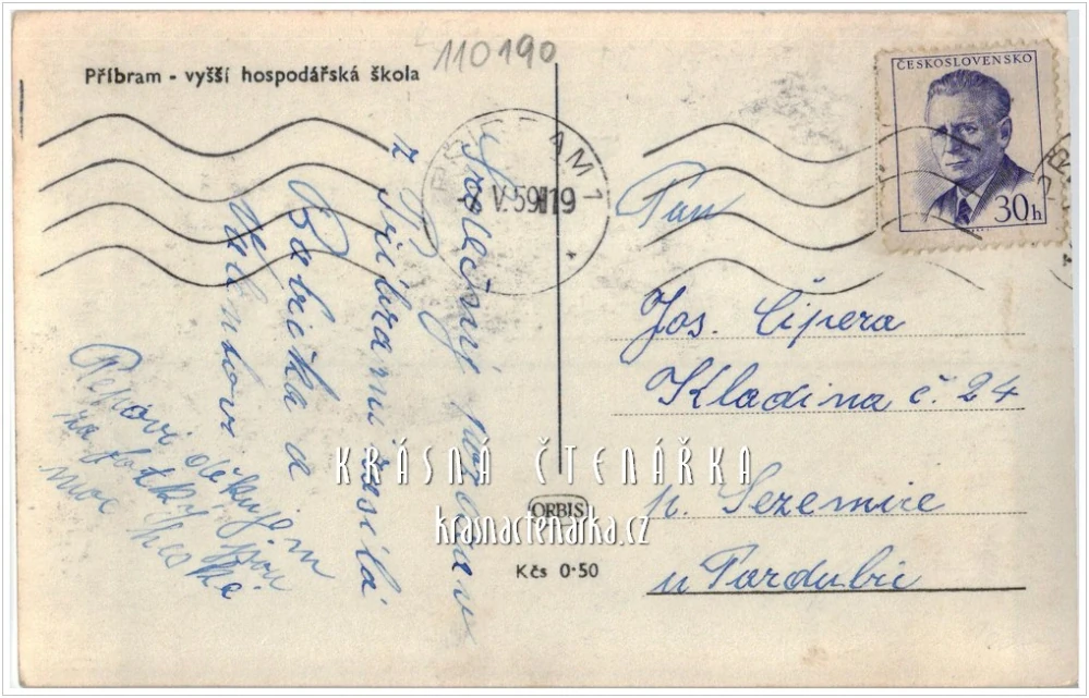 PŘÍBRAM, Vyšší hospodářská škola, nyní zdravotnická a pomník Dílu Aloise Jiráska