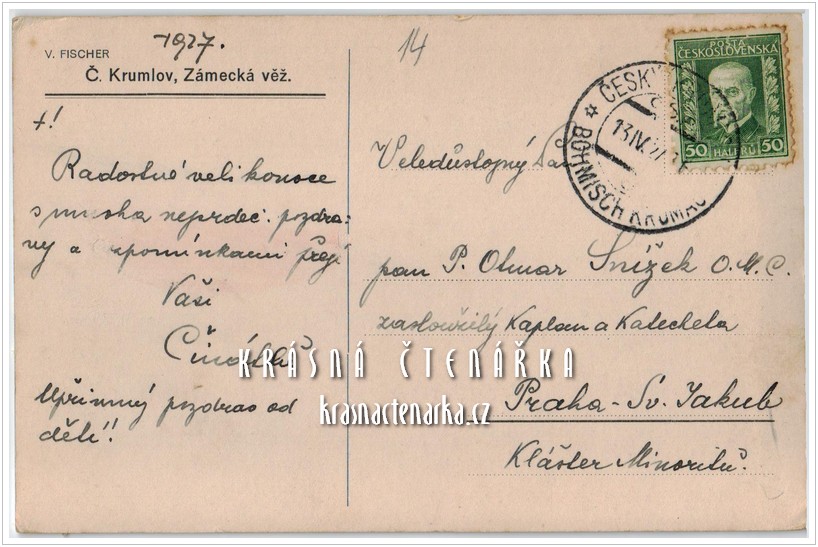 ČESKÝ KRUMLOV, Zámecká věž (il. Fischer Wilhelm)