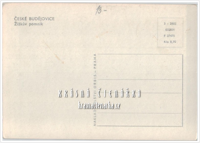 ČESKÉ BUDĚJOVICE, Žižkovo náměstí i s pomníkem, nyní nám. Přemysla Otakara