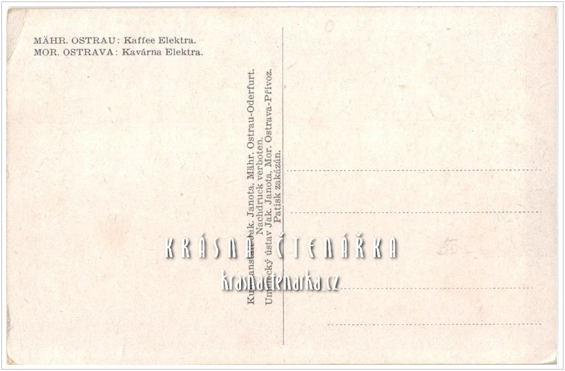 OSTRAVA na ilustrované pohlednici, Kavárna Elektra