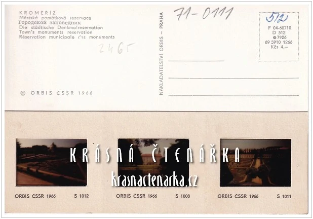 KROMĚŘÍŽ, pohlednice s diapozitivy