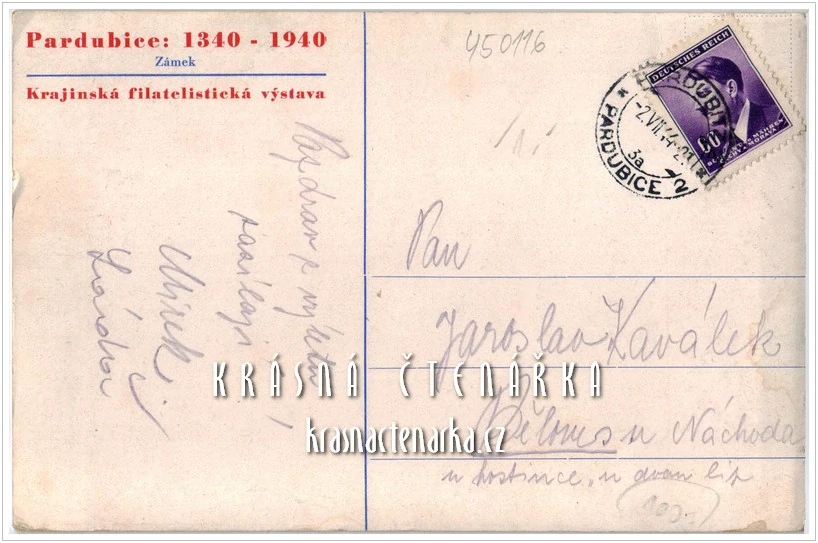Zámek PARDUBICE, Krajinská filatelistická výstava 1940