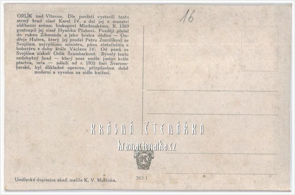 Zámek ORLÍK NAD VLTAVOU (il. Kamil Vladislav Muttich)