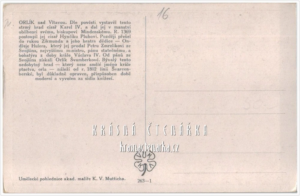 Zámek ORLÍK NAD VLTAVOU (il. Kamil Vladislav Muttich)