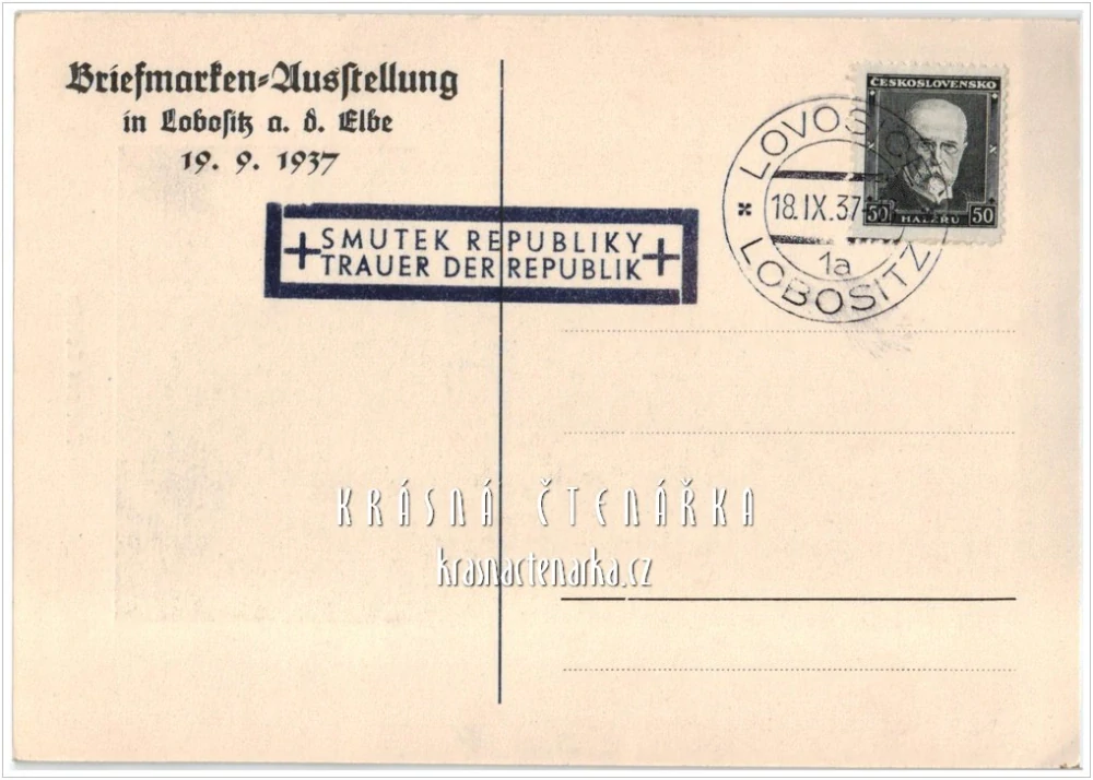 LOVOSICE, Radnice (Razítko "Smutek republiky")