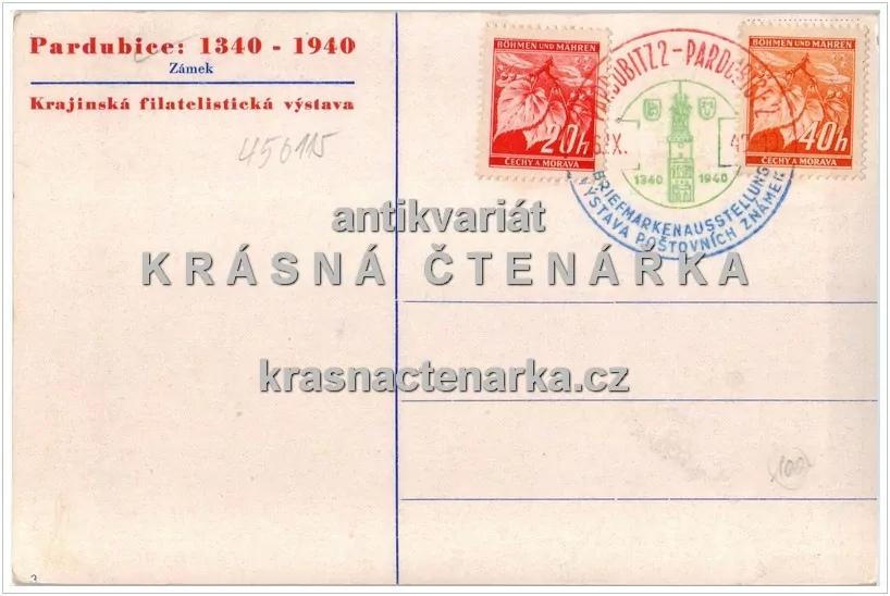 Zámek PARDUBICE, Krajinská filatelistická výstava 1940