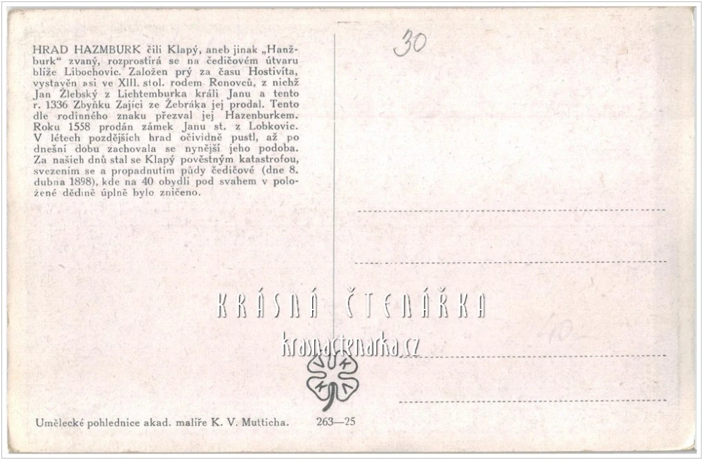 Zřícenina hradu HAZMBURK (il. Kamil Vladislav Muttich)