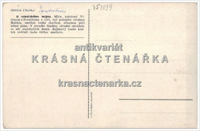 PARDUBICE (il. Oldřich Cihelka: U císařského mlýna)