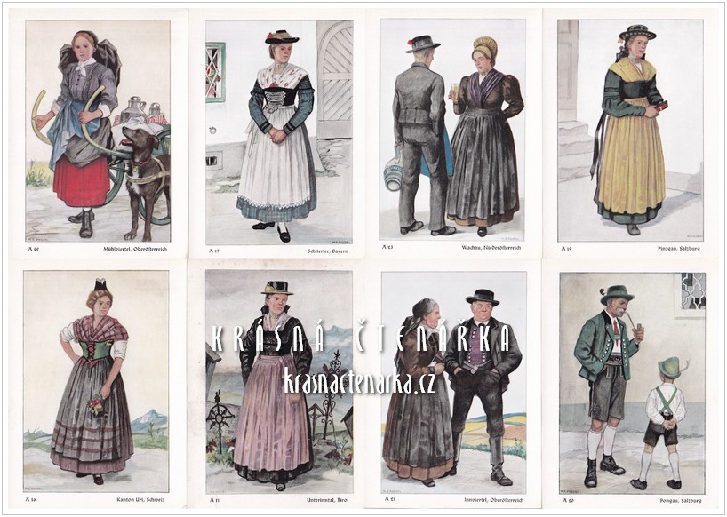 24 ALPENTRACHTEN UNSERER ZEIT nach Aquarellen von Marta E. Fossel