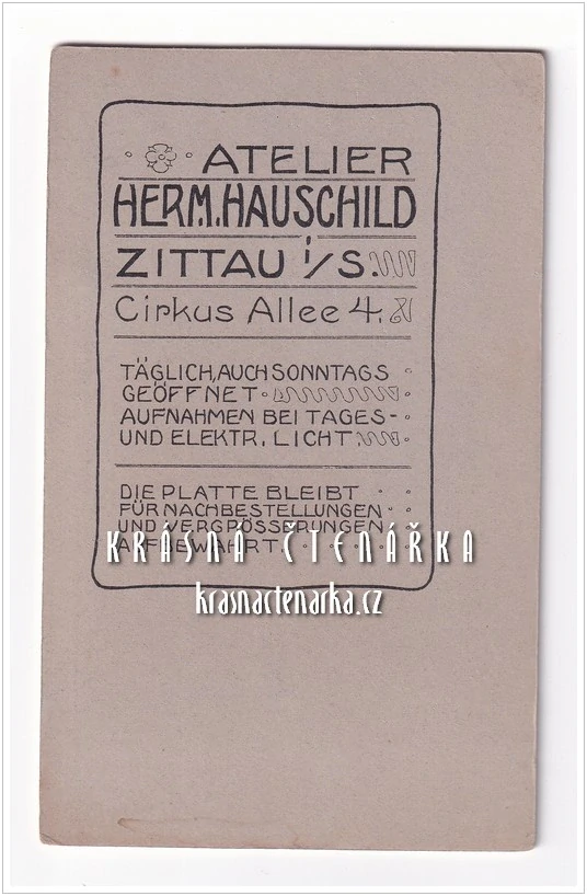 Fotografická vizitka: DŽENTLMEN (Atelier Herm. Hauschild, Zittau)