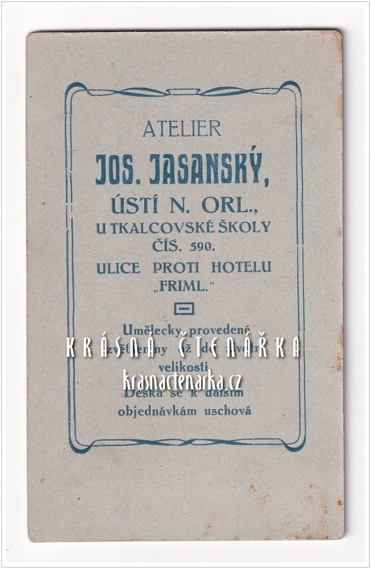 Fotografická vizitka: DŽENTLMEN (Atelier Jos. Jasanský, Ústí nad Orlicí)