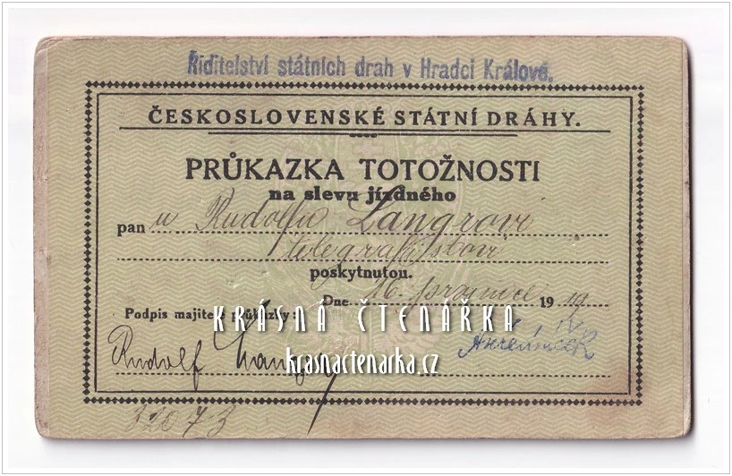 Fotografická vizitka: DŽENTLMEN ... i s průkazkou totožnosti (Atelier A. Špoutil, Nymburk)