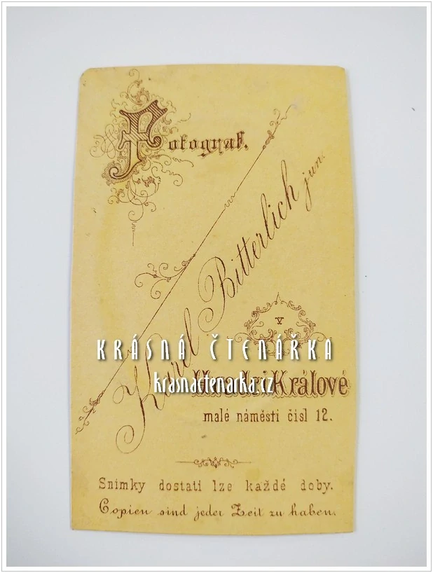 Fotografická vizitka: DŽENTLMEN (Atelier Karel Bitterlich, Hradec Králové)