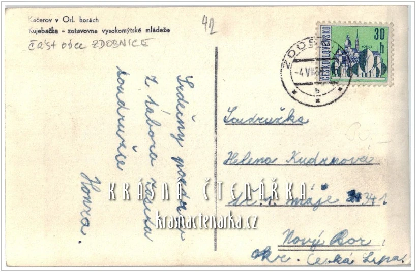 ZDOBNICE - KAČEROV, Kujebačka - zotavovna vysokomýtské mládeže