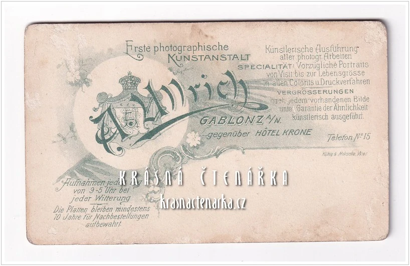 Fotografická vizitka: DÁMA (Atelier A. Ullrich, Jablonec nad Nisou)