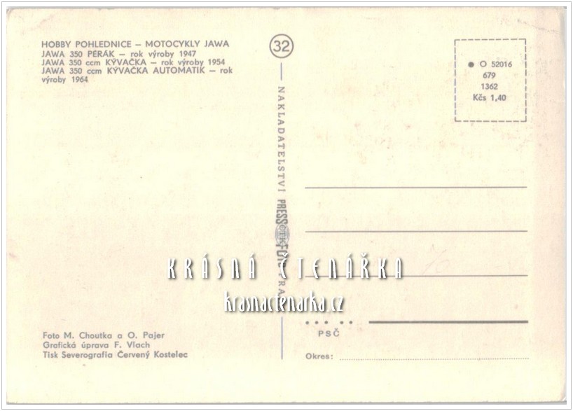 Hobby pohlednice: MOTOCYKLY JAWA