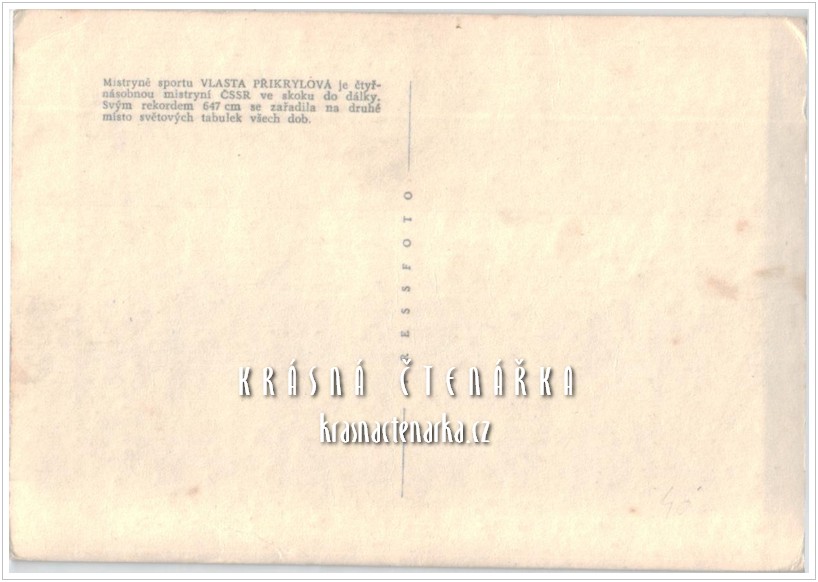 Atletka VLASTA PŘIKRYLOVÁ - SEIFERTOVÁ