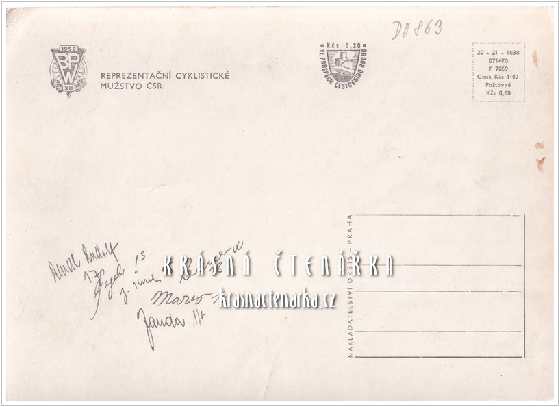 REPRESENTAČNÍ CYKLISTICKÉ MUŽSTVO ČSR 1959